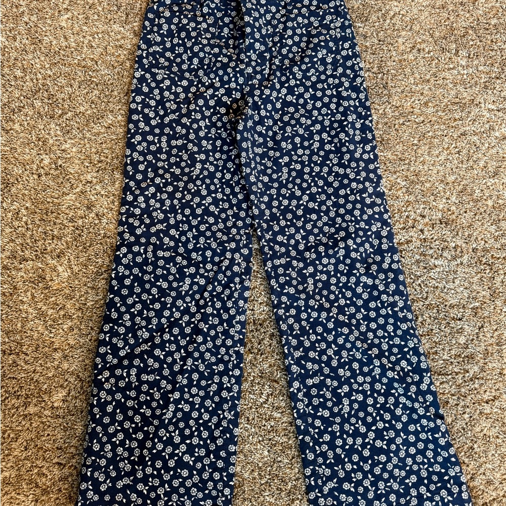 J. Crew Dark Blue Floral Trousers